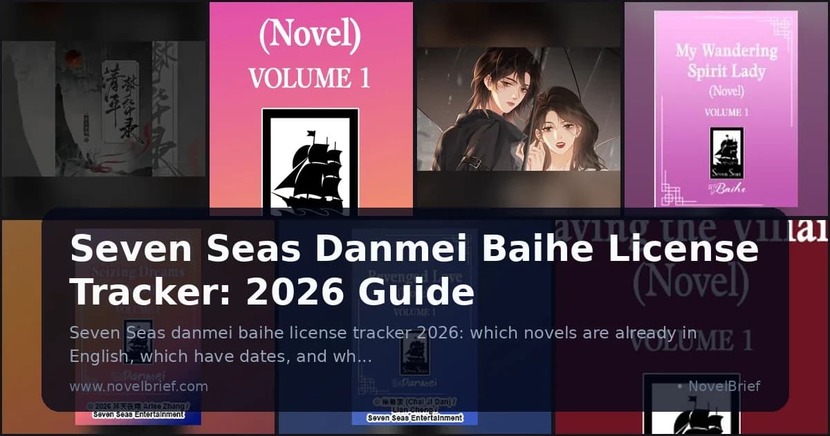 Seven Seas Danmei and Baihe novel covers arranged in a seven-panel license tracker collage