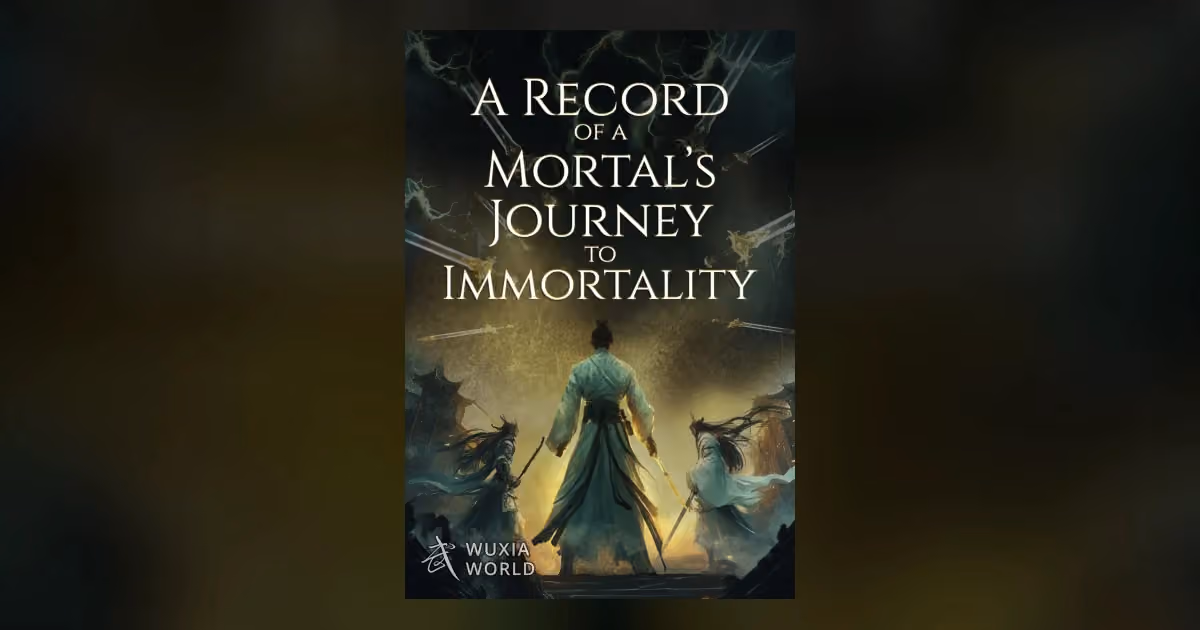 Wuxiaworld cover shows a pale-robed swordsman seen from behind between two long-haired figures, flying swords overhead, beneath the novel title