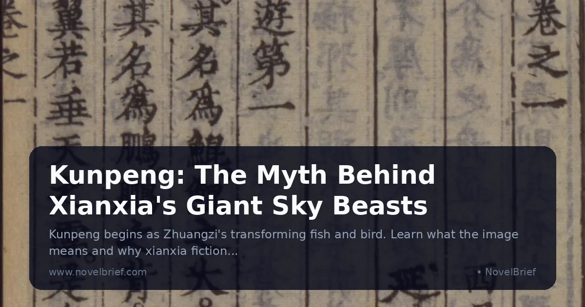 Ming woodblock page of Zhuangzi Xiaoyaoyou describing the Kun and Peng