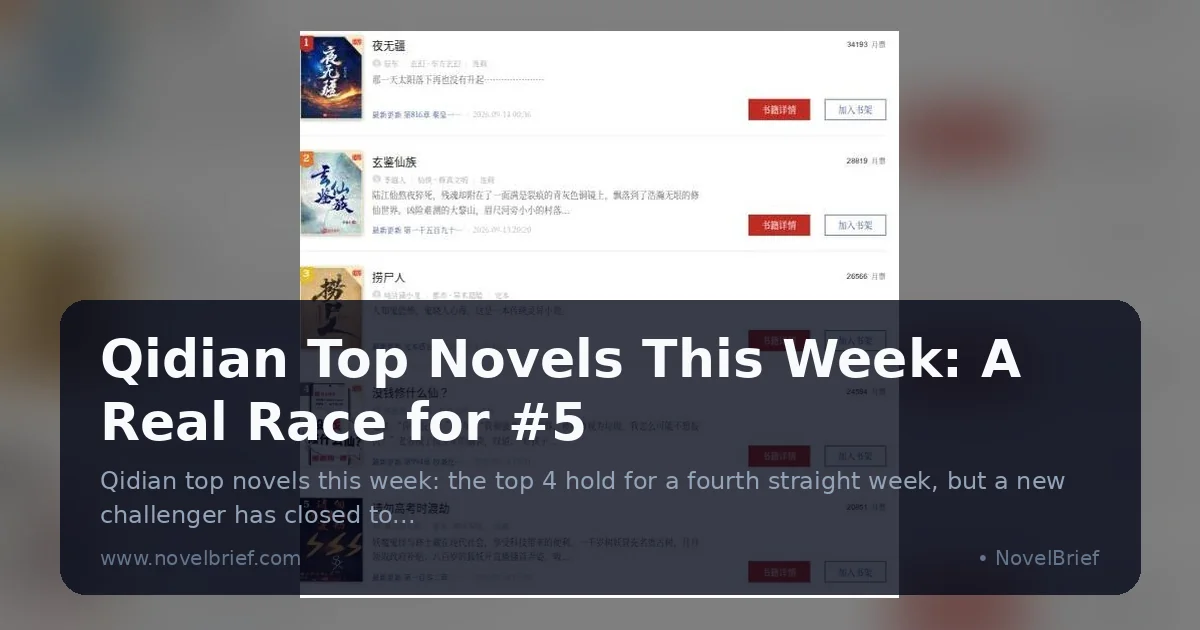 Qidian Top Novels This Week: A Real Race for #5 Now