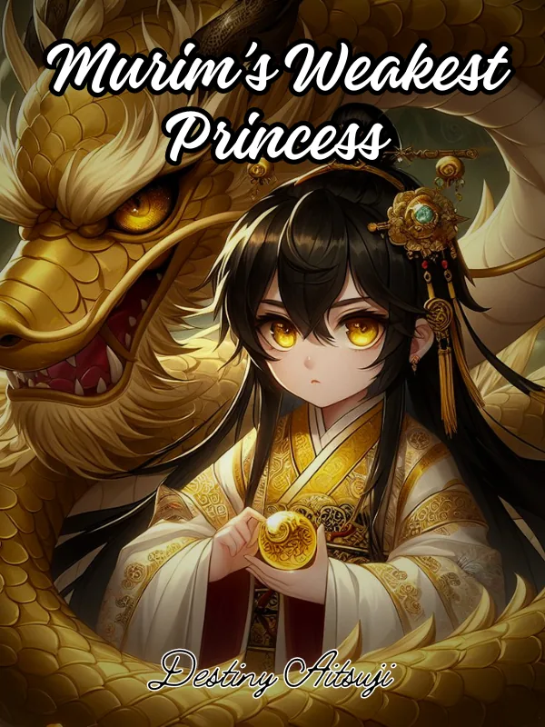 Murim's Weakest Princess official Webnovel cover showing Anji in gold before a dragon
