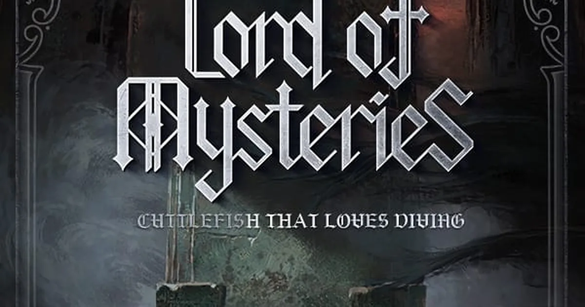 Official Lord of Mysteries cover showing gothic silver lettering above a shadowed industrial city
