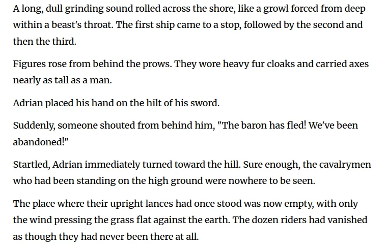 Chapter 1 of Manor Lord on Webnovel: as the Vikings land, someone shouts that the baron has fled and the cavalry on the hill has vanished