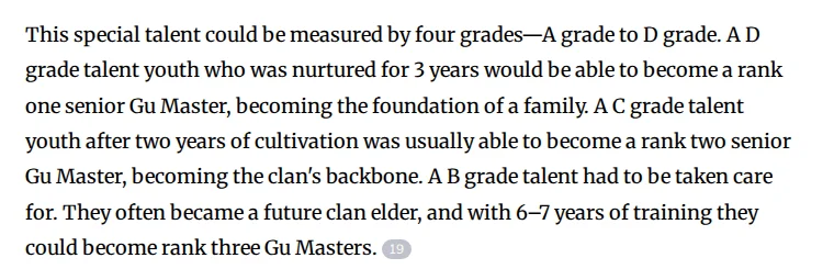 Reverend Insanity chapter 4 on Webnovel: talent is measured in four grades, A to D, with the rank each grade usually reaches