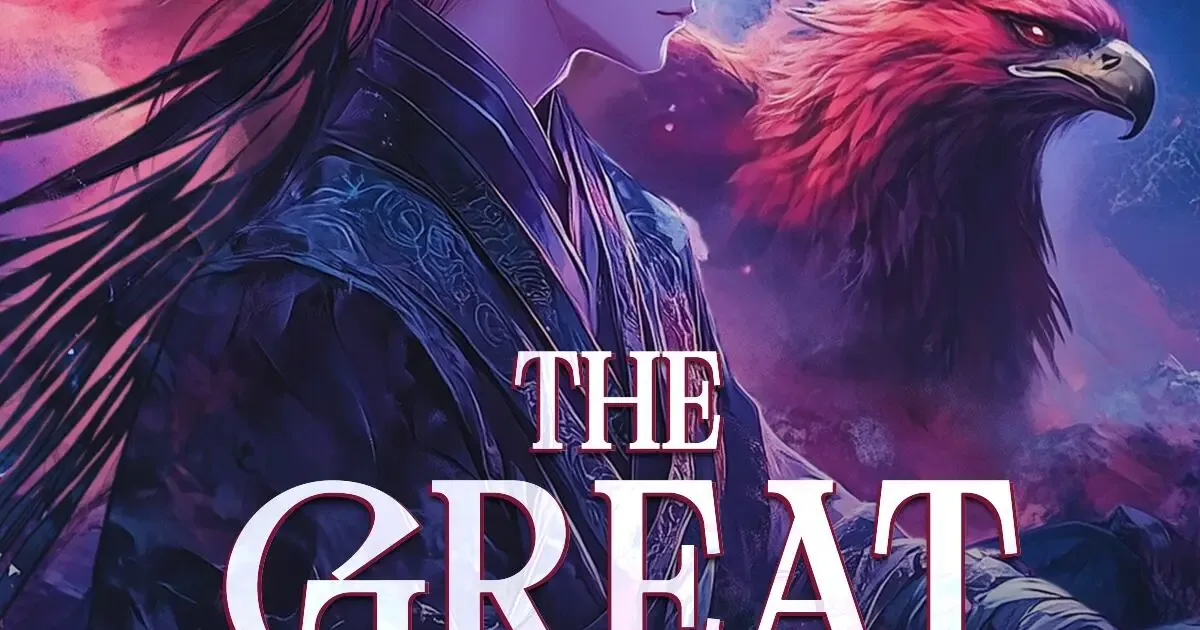 The Great Ruler cover art showing a long-haired young man in dark robes beside a large red-feathered bird